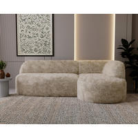 ECKSOFA Teddystoff Creme  - Creme/Schwarz, Design, Kunststoff/Textil (218/156cm) - Livetastic