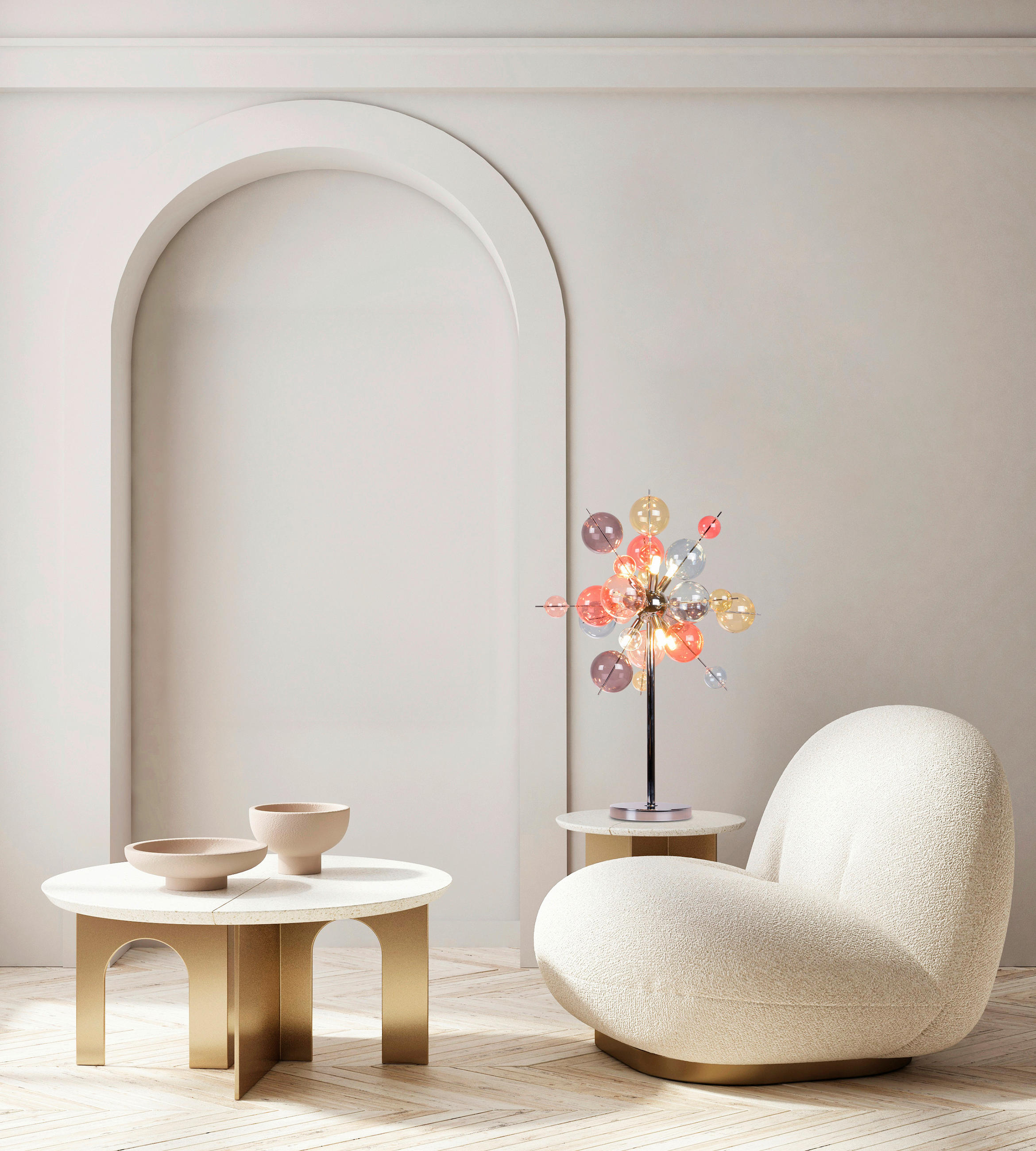 TISCHLEUCHTE 51/73 cm   - Chromfarben/Multicolor, Design, Glas/Metall (51/73cm) - Näve