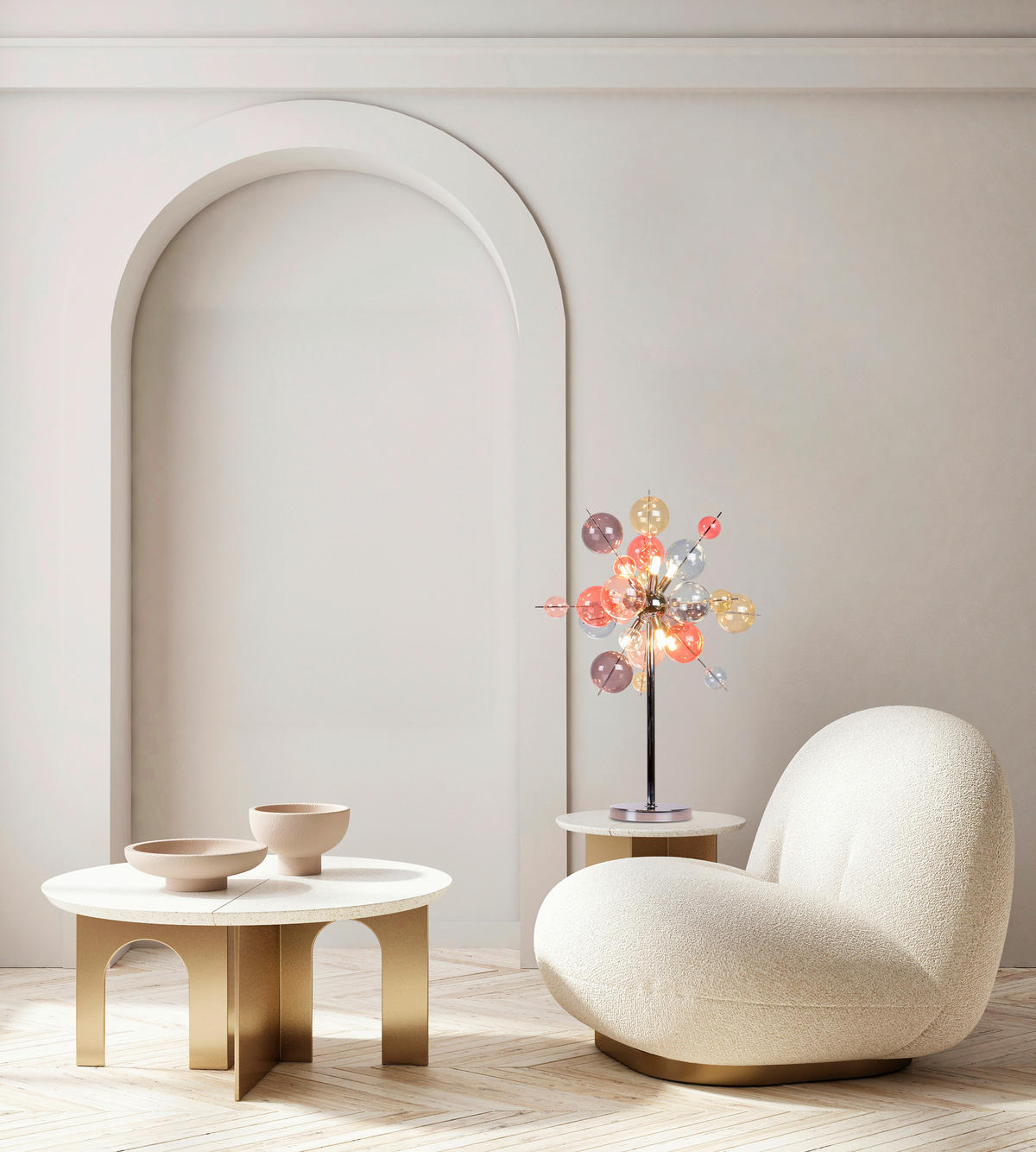 TISCHLEUCHTE 51/73 cm   - Chromfarben/Multicolor, Design, Glas/Metall (51/73cm) - Näve