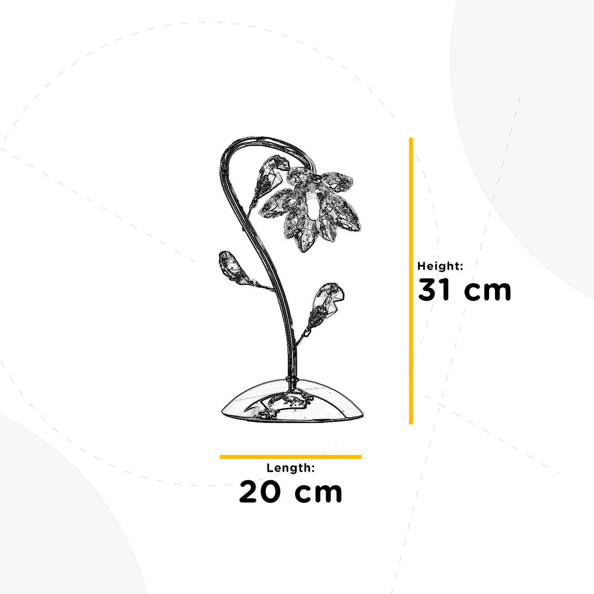 KRISTALL-TISCHLEUCHTE 20/35 cm   - Chromfarben, KONVENTIONELL, Glas/Metall (20/35cm)