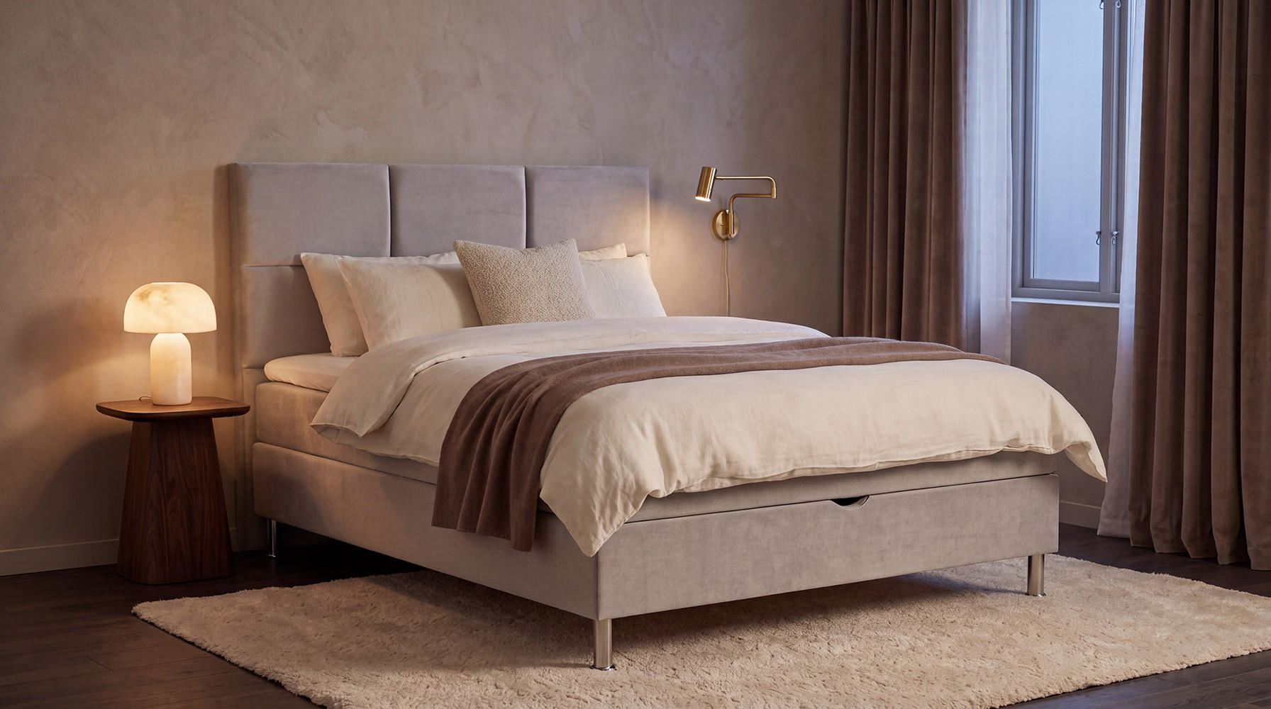 POSTELJA Z VZMETNICO 140 cm   x 200 cm  , les, tekstil, leseni material svetlo siva  - barve kroma/svetlo siva, Moderno, leseni material/tekstil (140/200cm) - Ti'me