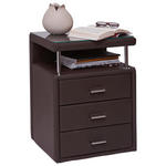 NACHTKÄSTCHEN 51/66/42 cm  in Braun  - Chromfarben/Braun, KONVENTIONELL, Glas/Leder (51/66/42cm) - Dieter Knoll