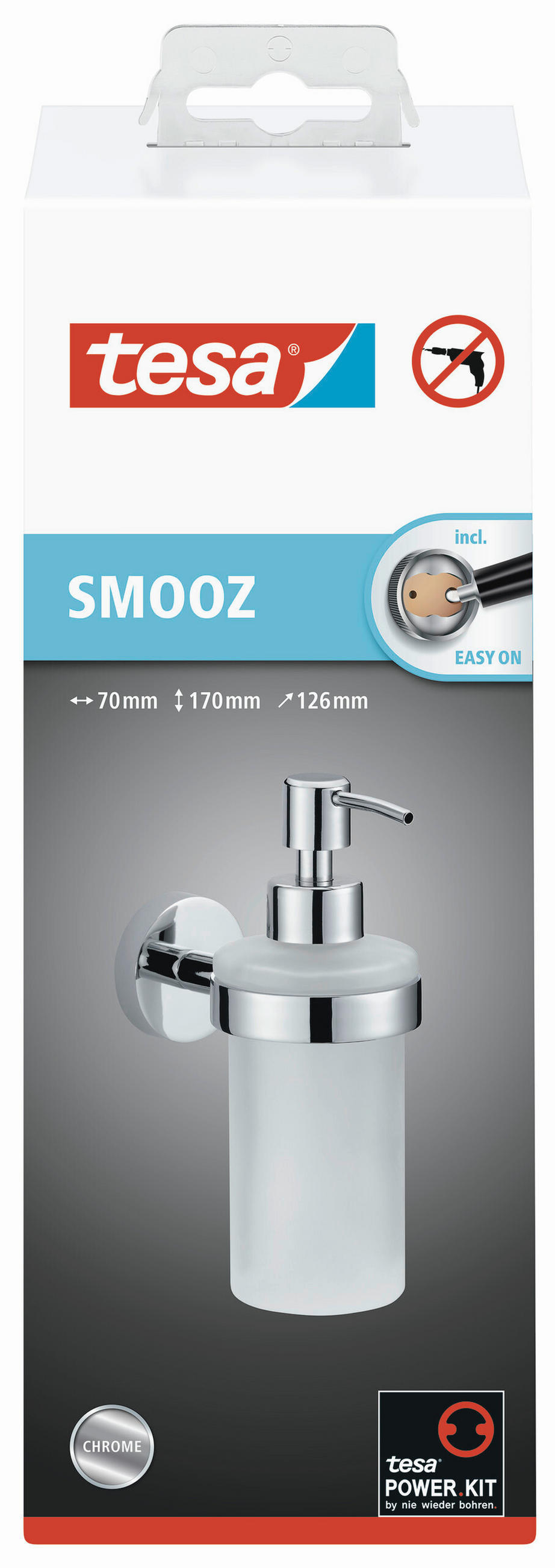 SEIFENSPENDER SMOOZ  - Chromfarben/Weiß, Basics, Glas/Metall (7/17/12cm) - Tesa