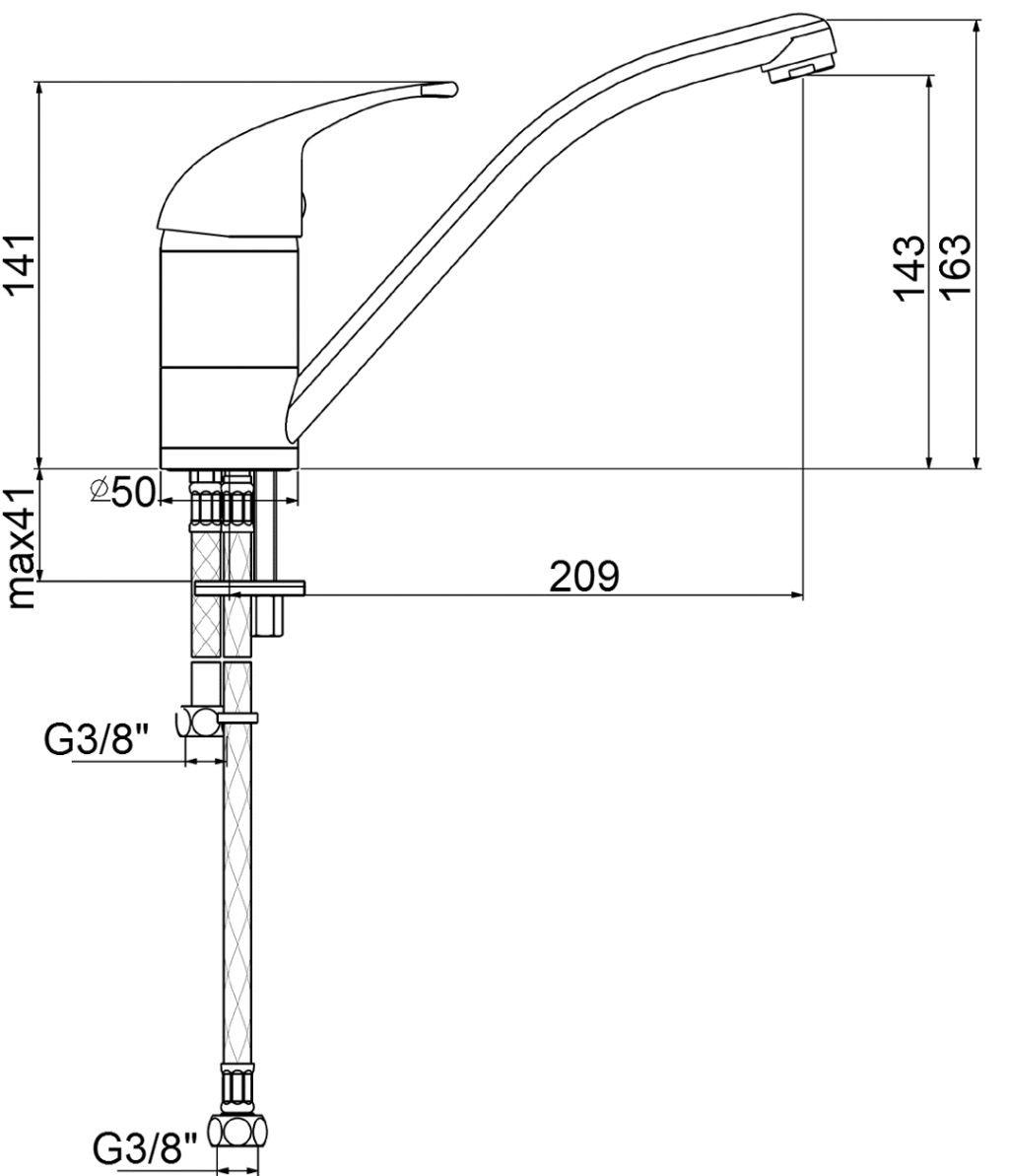 KÜCHENARMATUR T9555  - Chromfarben, Basics, Metall (5/16,3/20,9cm)