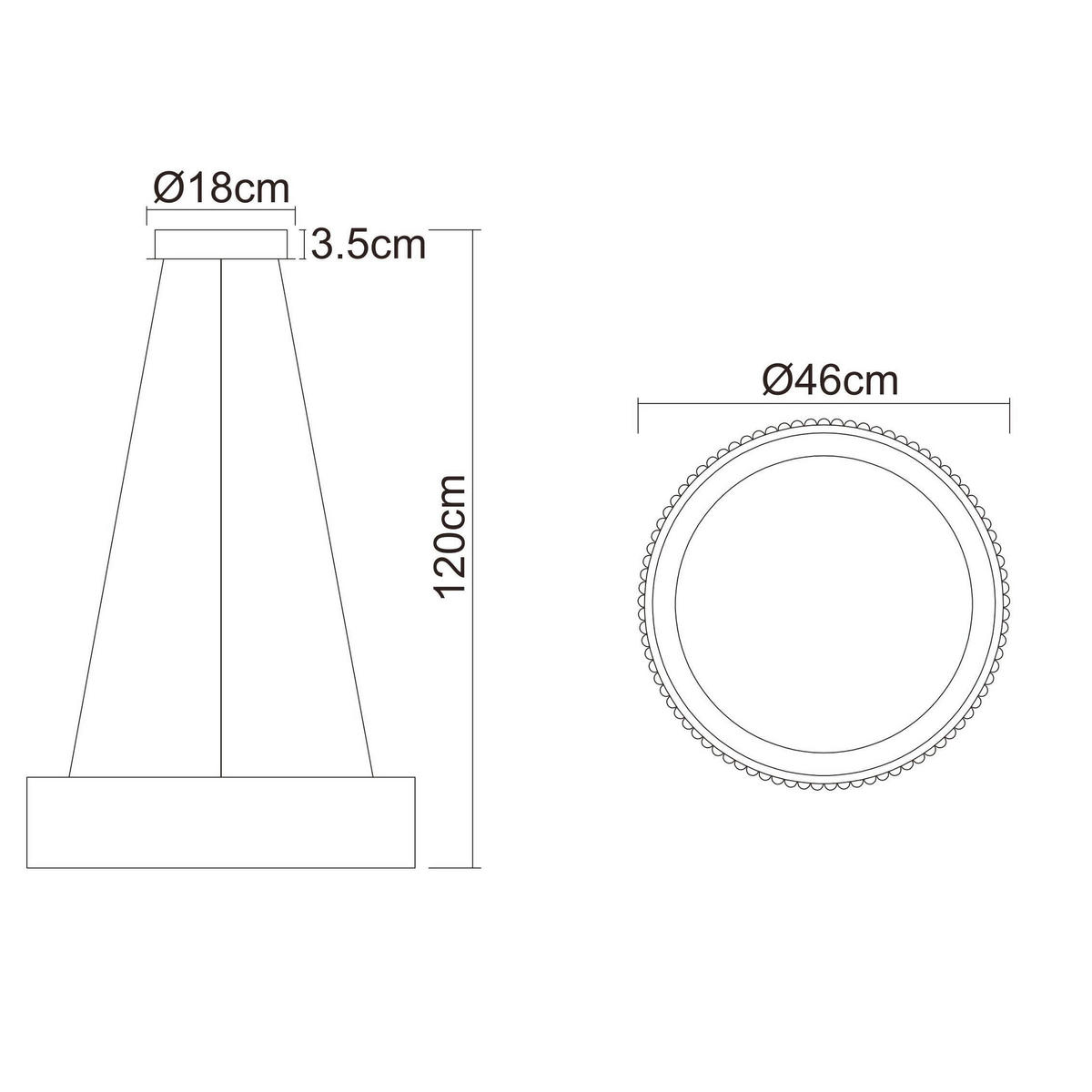 LED-HÄNGELEUCHTE 46/12 cm  - Schwarz/Weiß, Basics, Kunststoff/Metall (46/12cm) - Globo