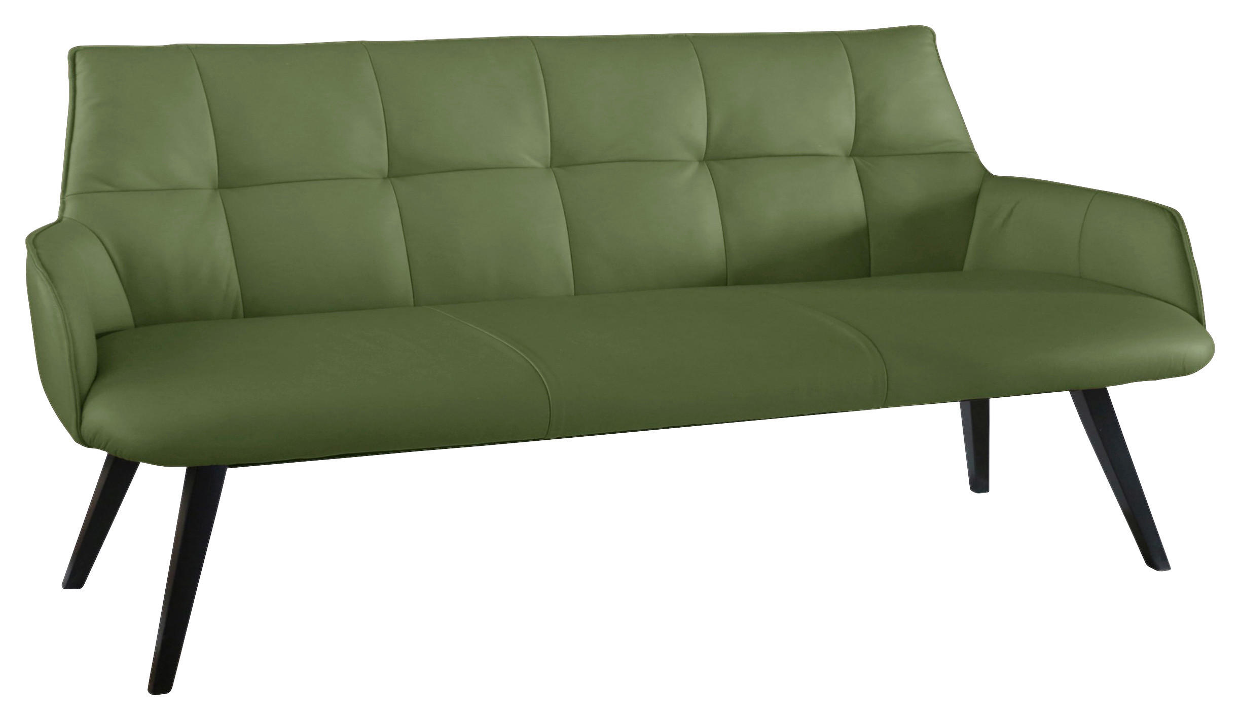 SITZBANK 160/89,5/64 cm Echtleder Grün Buche massiv  - Schwarz/Grün, Design, Leder/Holz (160/89,5/64cm) - Novel