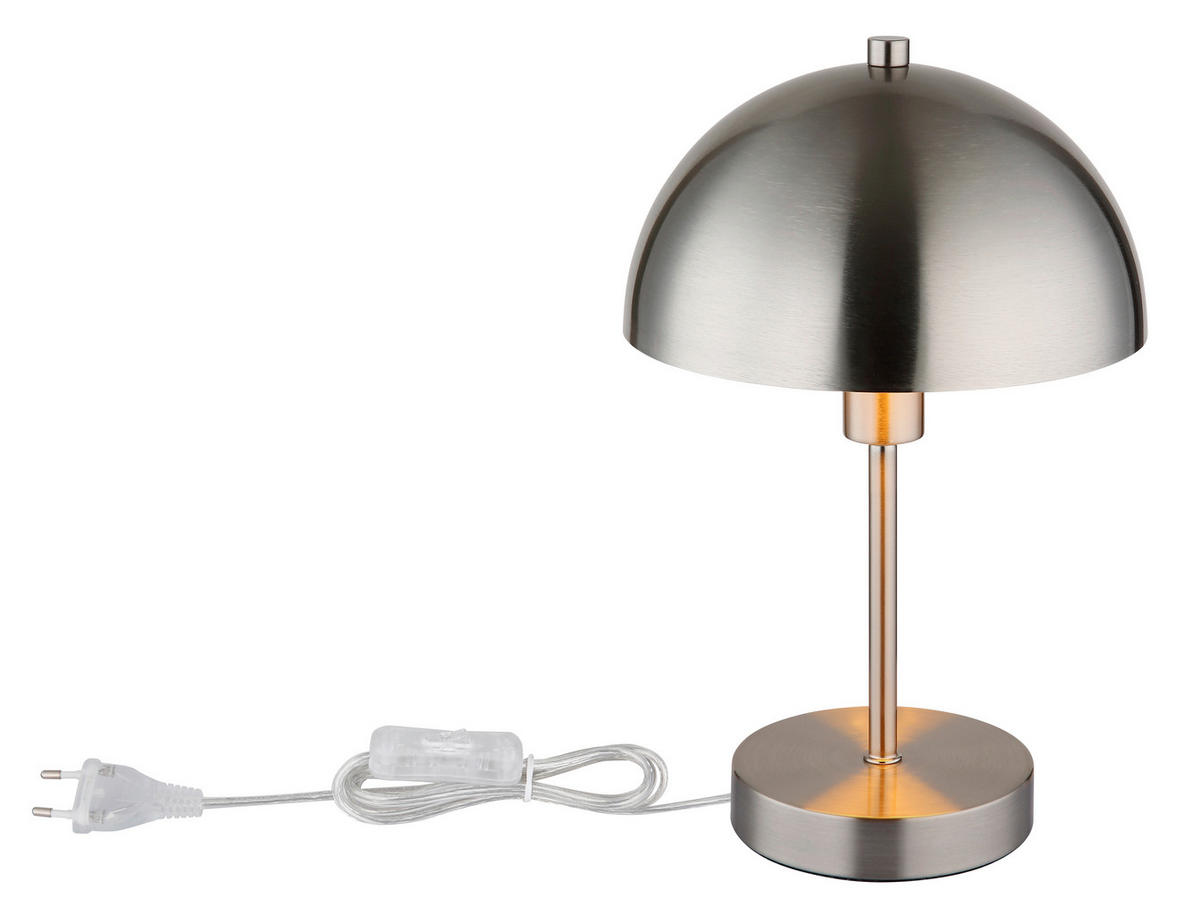 STOLNÍ LAMPA, E14, 20/31 cm  - průhledné/barvy niklu, Design, kov/plast (20/31cm) - Globo