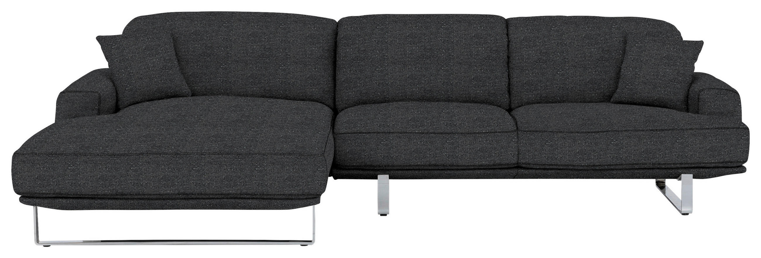 ECKSOFA Graphitfarben Webstoff  - Graphitfarben, Design, Textil/Metall (184/304cm) - Dieter Knoll