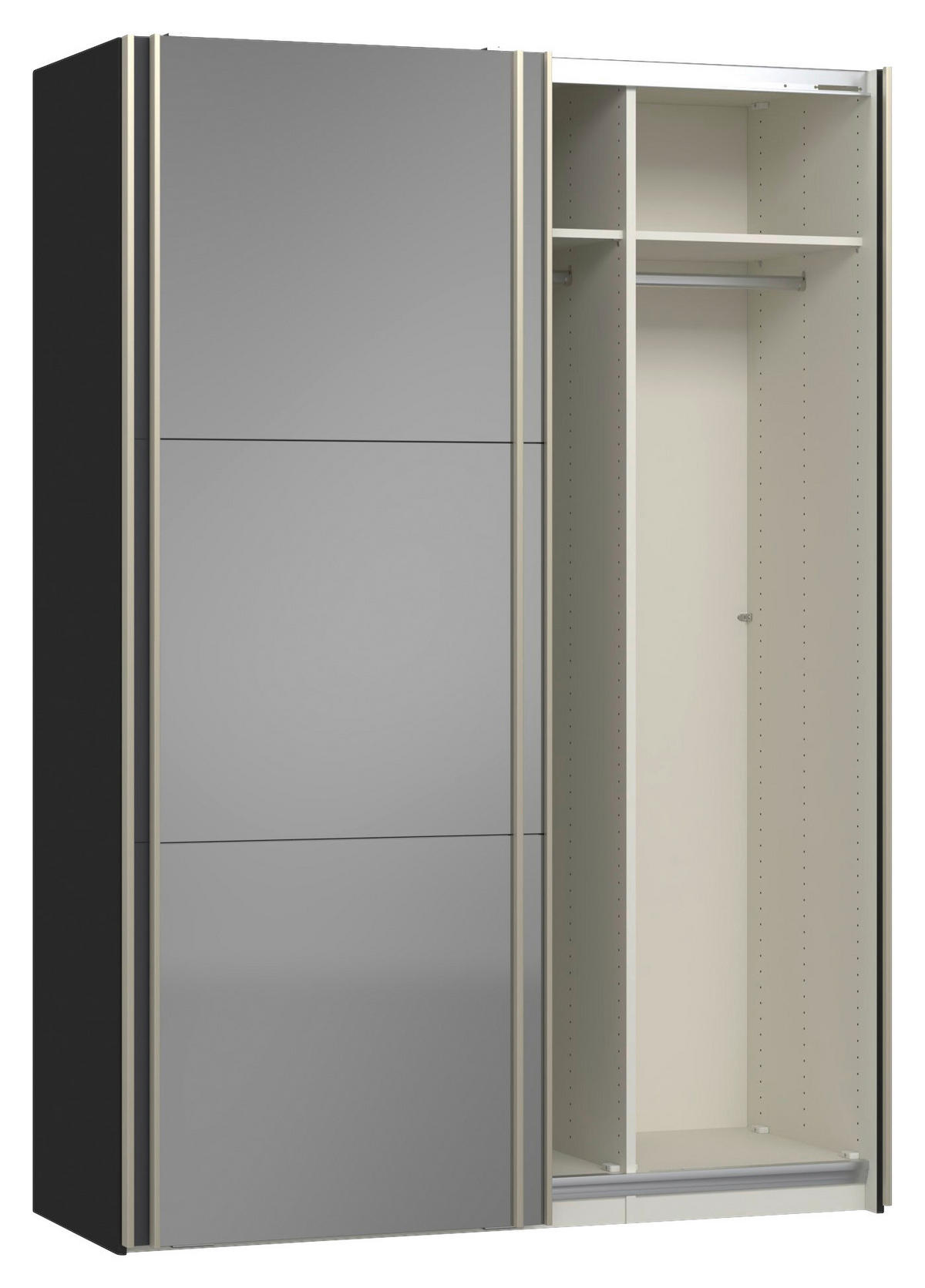 SCHWEBETÜRENSCHRANK 152/220/65 cm 2-türig Anthrazit, Schwarz  - Edelstahlfarben/Anthrazit, Design, Glas/Holzwerkstoff (152/220/65cm) - Jutzler