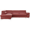 ECKSOFA Echtleder Bordeaux  - Chromfarben/Bordeaux, Design, Leder/Metall (213/268cm) - Stylife