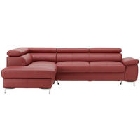 ECKSOFA in Echtleder Bordeaux  213/268 cm  - Chromfarben/Bordeaux, Design, Leder/Metall (213/268cm) - Stylife