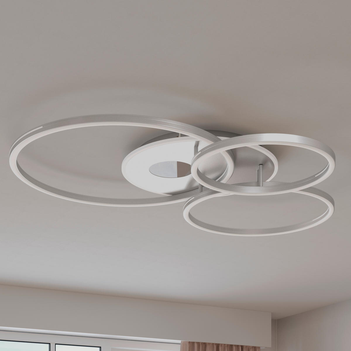 LED-DECKENLEUCHTE Oria 111/86/13 cm  - Nickelfarben, Design, Kunststoff/Metall (111/86/13cm) - Novel