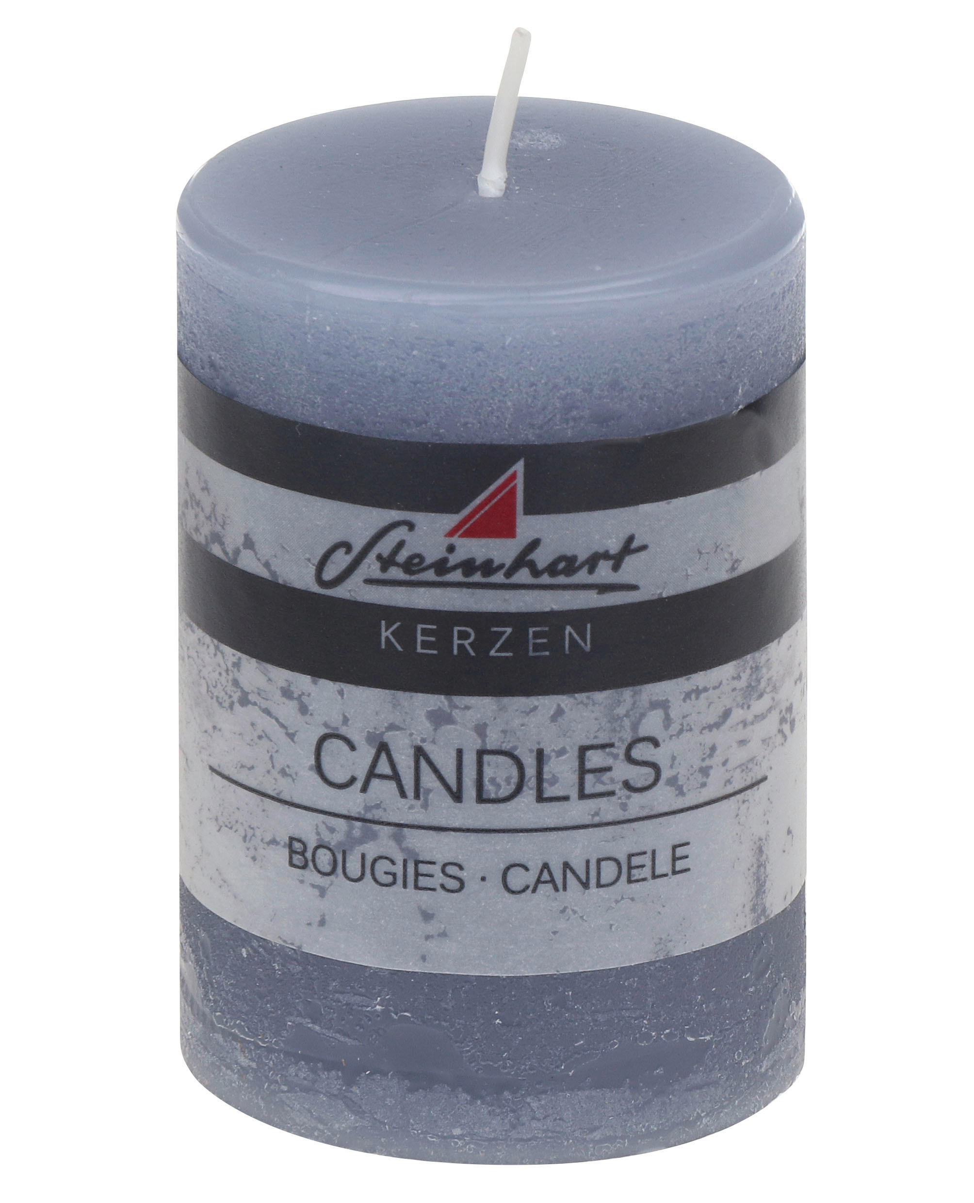 STUMPENKERZE  - Blau, Basics, Naturmaterialien (5,8/8,0cm) - Steinhart