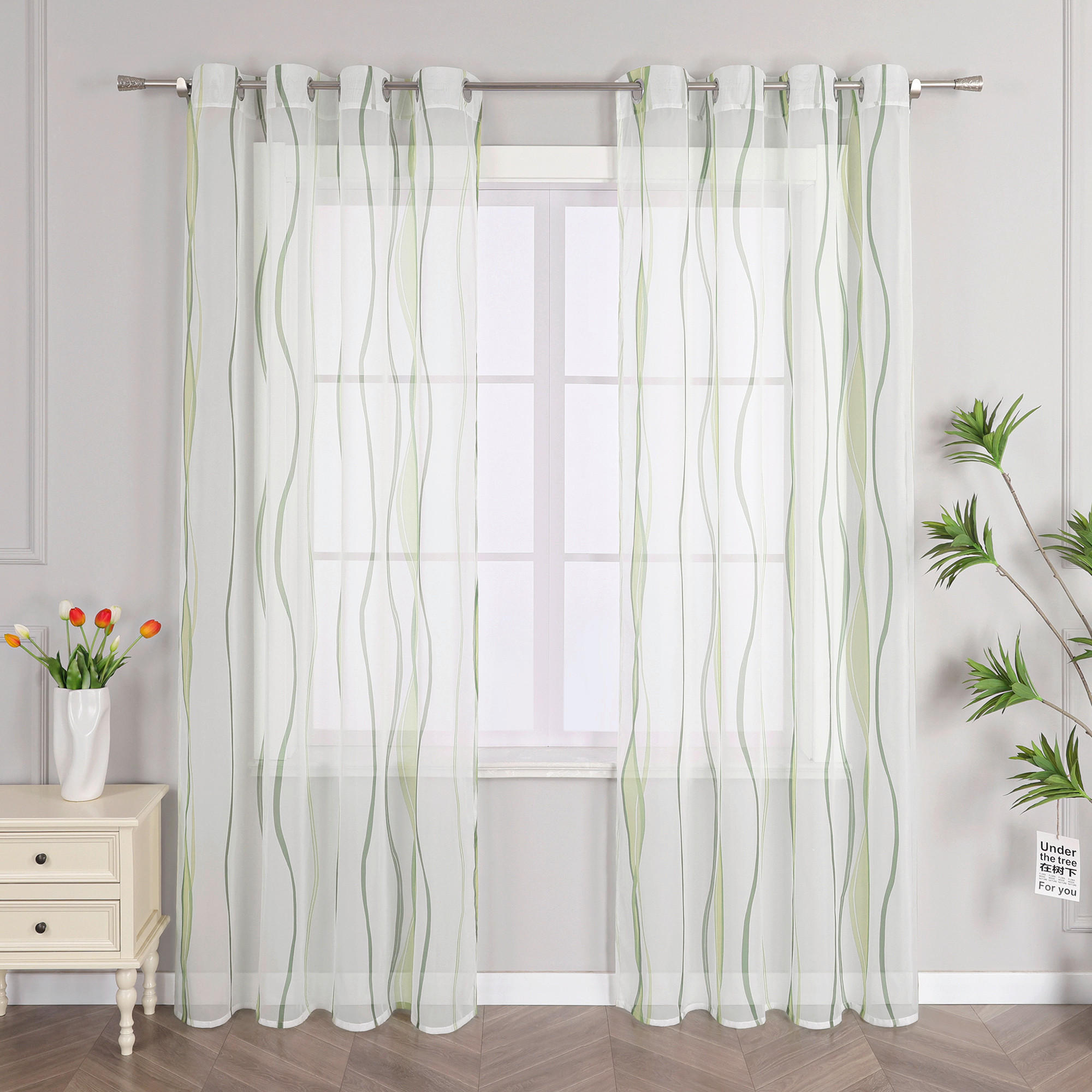 FERTIGVORHANG  transparent  140/245 cm   - Weiß/Grün, Basics, Textil (140/245cm) - Joyswahl