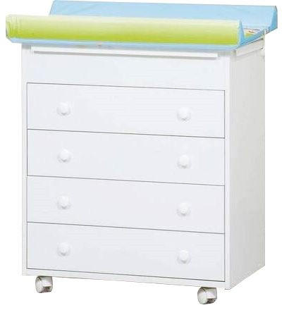 PREVIJALNA KOMODA  LISABON  47/97/76 cm         - bela, Basics, leseni material (47/97/76cm)