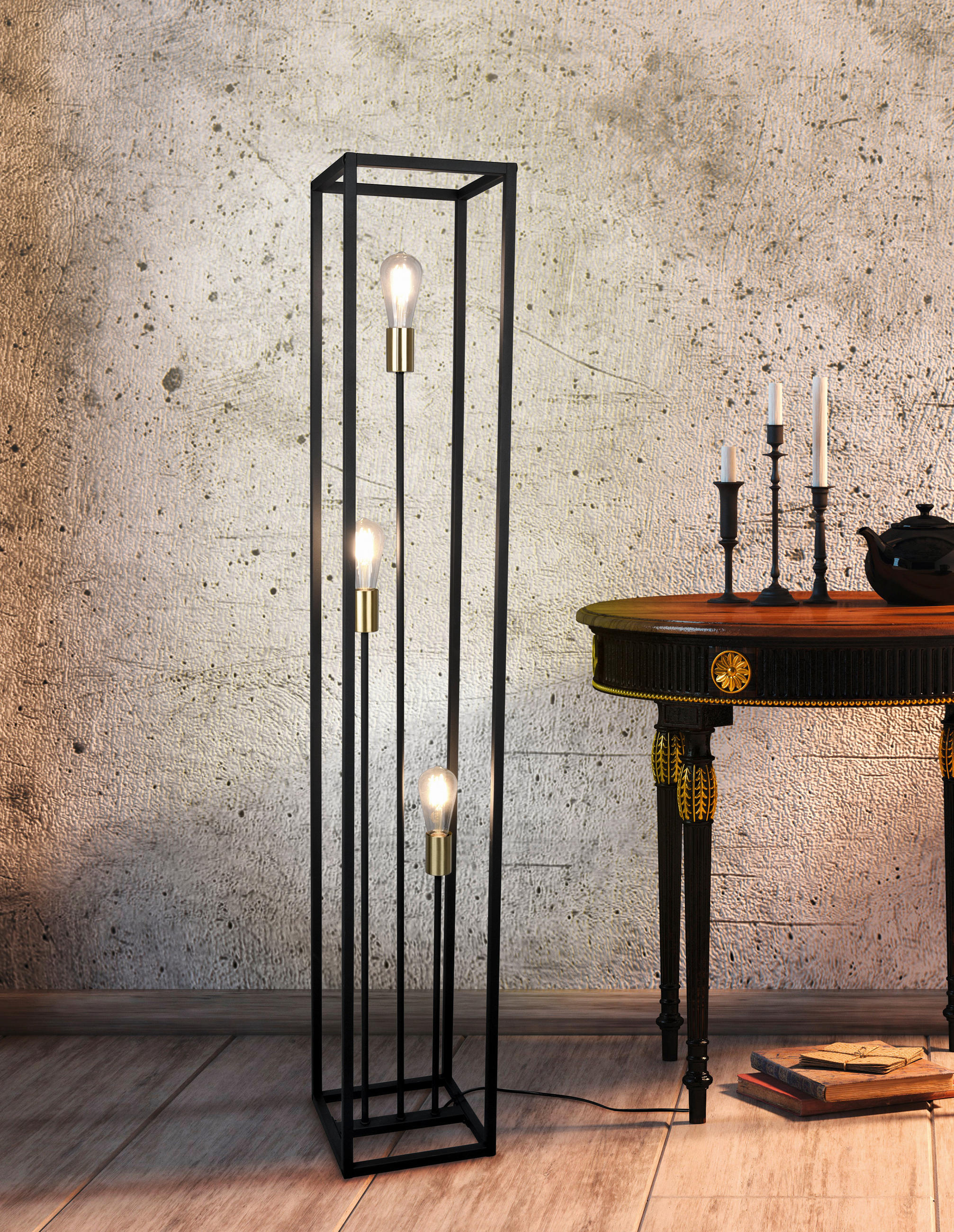 STEHLEUCHTE - Schwarz, Design, Metall (25/153cm) - P & B