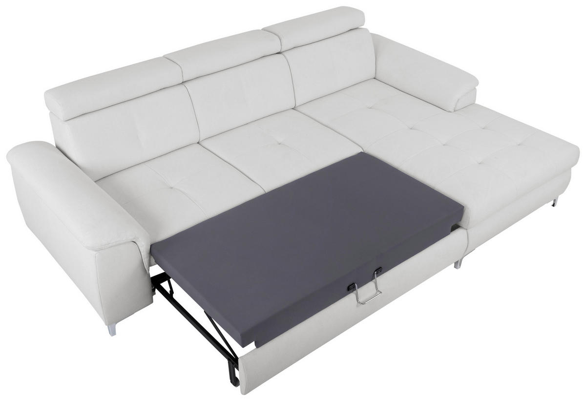 ECKSOFA in Flachgewebe Naturfarben  - Chromfarben/Naturfarben, KONVENTIONELL, Textil/Metall (268/175cm) - Carryhome