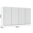 SCHWEBETÜRENSCHRANK 400/223/68 cm 4-türig Weiß, Weiß Hochglanz  - Weiß Hochglanz/Alufarben, Basics, Holzwerkstoff/Metall (400/223/68cm) - Novel
