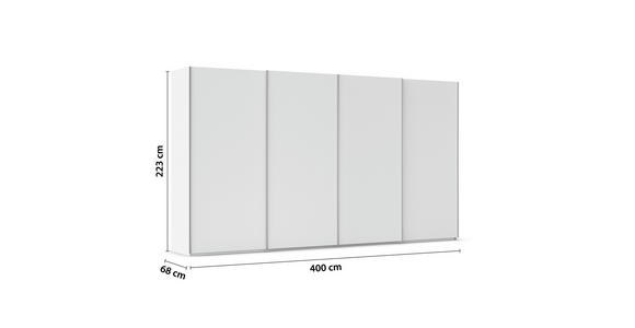 SCHWEBETÜRENSCHRANK 400/223/68 cm 4-türig Weiß, Weiß Hochglanz  - Weiß Hochglanz/Alufarben, Basics, Holzwerkstoff/Metall (400/223/68cm) - Novel