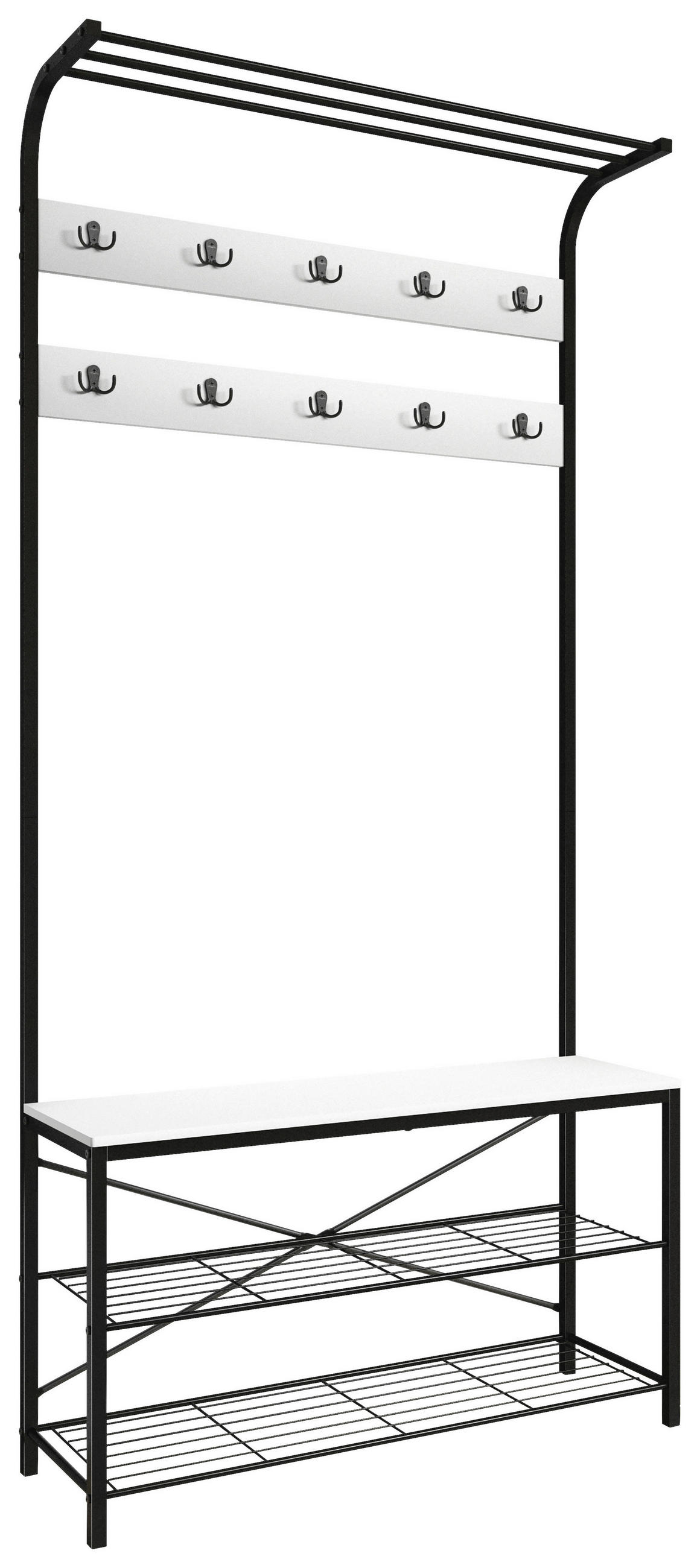 GARDEROBE  in 90/190/30 cm  - Weiss/Schwarz, Design, Holzwerkstoff/Metall (90/190/30cm) - MID.YOU
