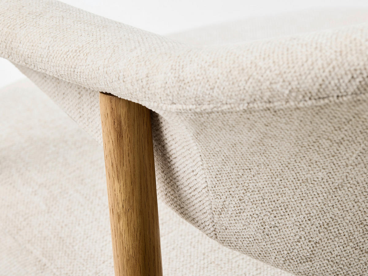 ARMLEHNSTUHL  in Chenille  - Sandfarben/Eichefarben, KONVENTIONELL, Holz/Textil (63/81/63cm) - Ambia Home