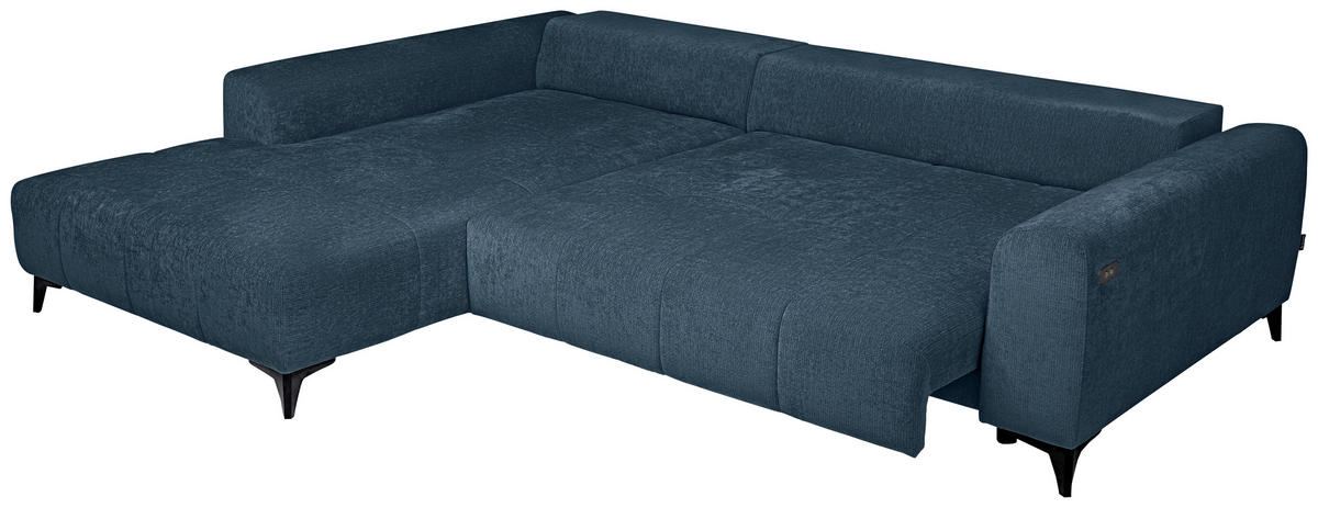 HÖRNSOFFA i chenille blå  - blå/svart, Klassisk, textil/plast (222/279cm) - MID.YOU