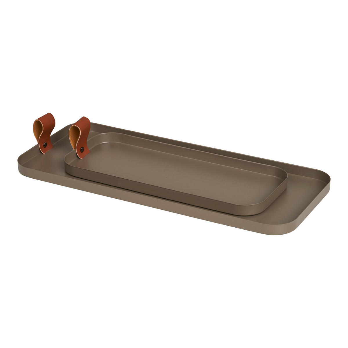SERVIERTABLETT-SET     - Braun, Basics, Textil/Metall
