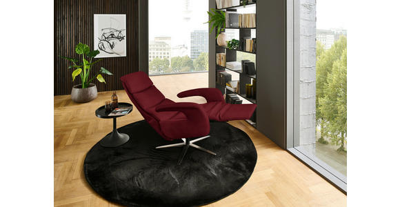 RELAXSESSEL in Leder Rot  - Edelstahlfarben/Rot, Design, Leder/Metall (76/119/86cm) - Dieter Knoll