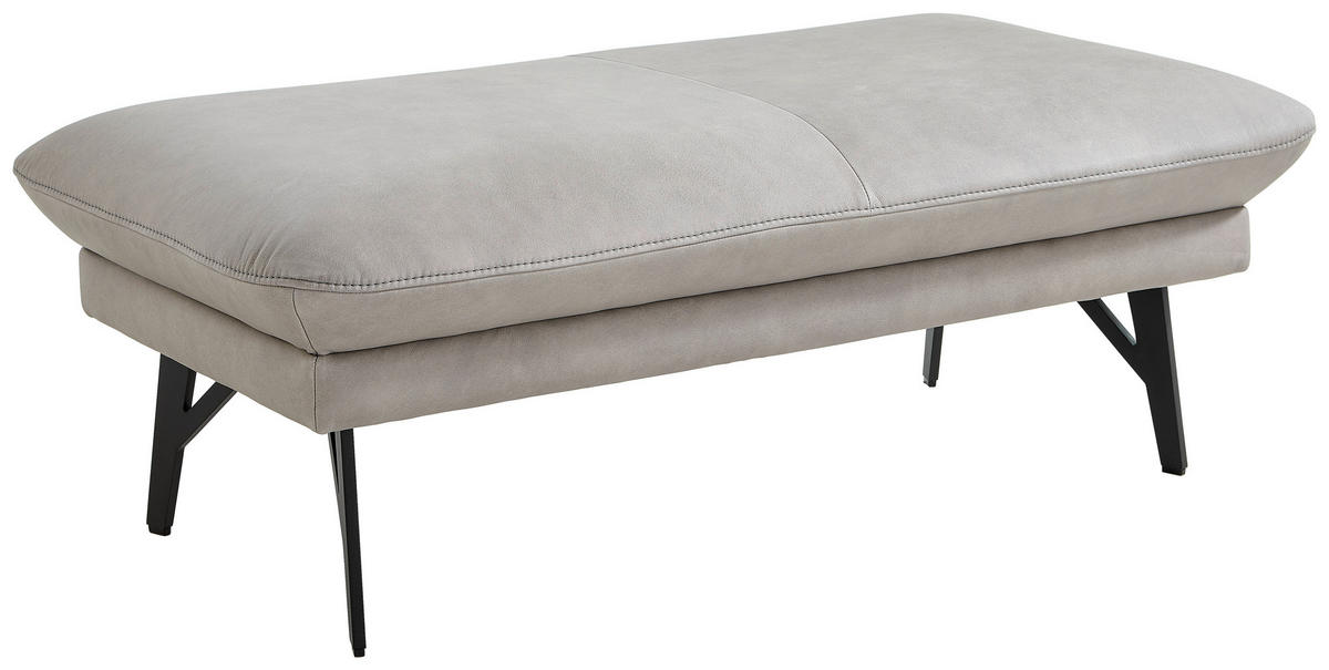 HOCKER in Leder Grau  - Anthrazit/Grau, Design, Leder/Metall (121/45/65cm) - Joop!
