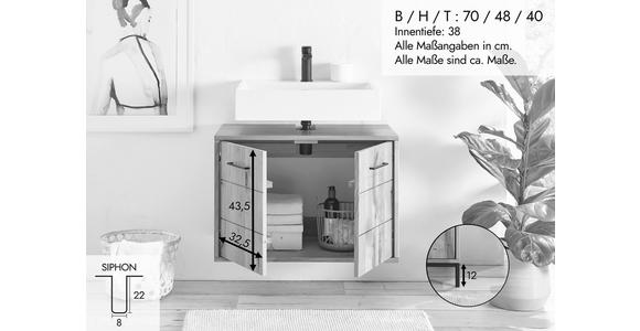 WASCHBECKENUNTERSCHRANK 70/60/40 cm  - Wildeiche/Schwarz, Basics, Holz/Metall (70/60/40cm) - Linea Natura