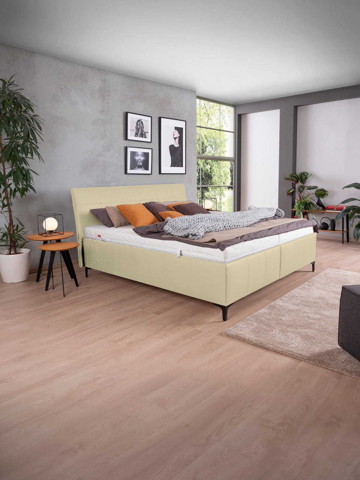 POLSTERBETT gepolstertes Kopfteil, Bettkasten, Lattenroste, Matratzen Beige 180/200 cm  - Beige/Schwarz, KONVENTIONELL, Leder/Holz (180/200cm) - Ada Austria