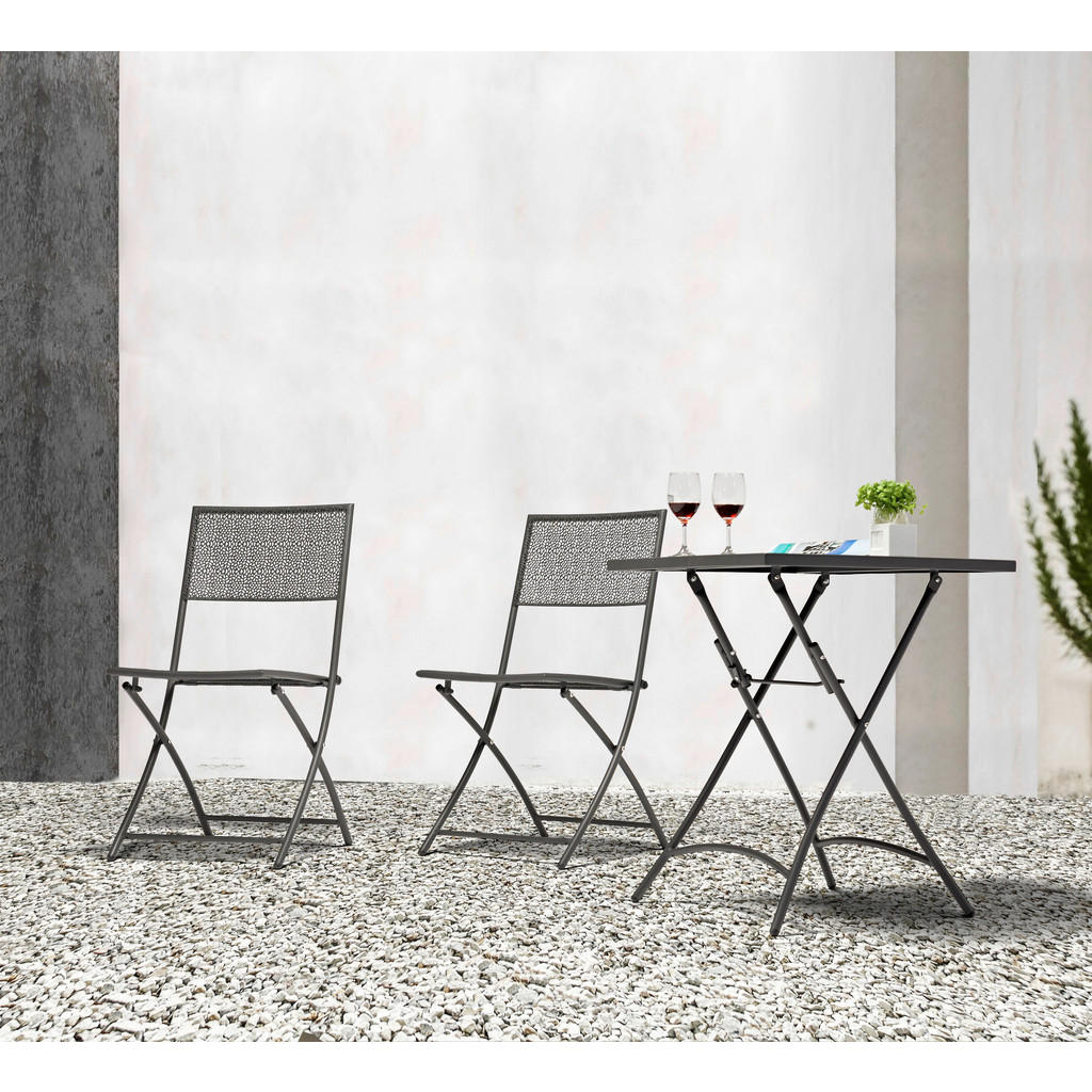 Thumbnail - Ambia Garden Gartenklapptisch, Anthrazit, Metall, quadratisch, Rundrohr, X-Form, 60x72x60 cm, klappbar, Balkonmöbel, Bal...