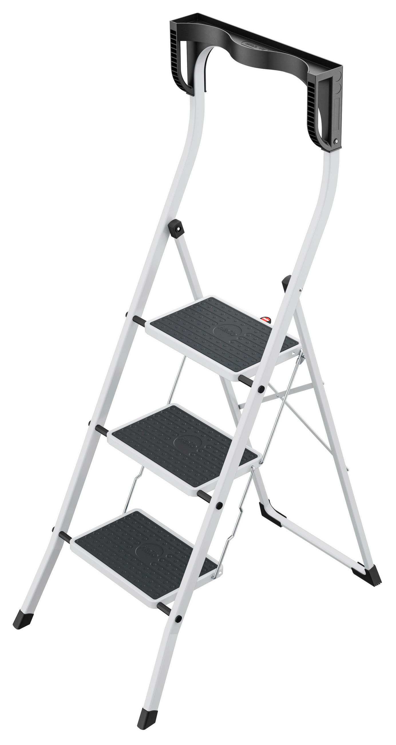 KLAPPTRITTLEITER - Schwarz/Weiß, Basics, Kunststoff/Metall (48/133/75cm) - Hailo