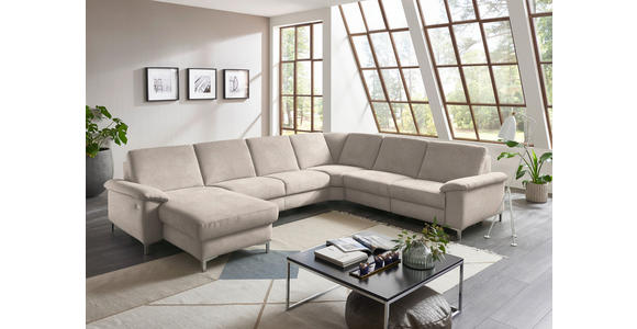WOHNLANDSCHAFT in Chenille Hellbraun - Hellbraun/Alufarben, Design, Textil/Metall (170/333/265cm) - Dieter Knoll