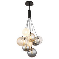 HÄNGELEUCHTE 45/90 cm    - Perlmutt/Schwarz, Design, Glas/Metall (45/90cm) - Globo