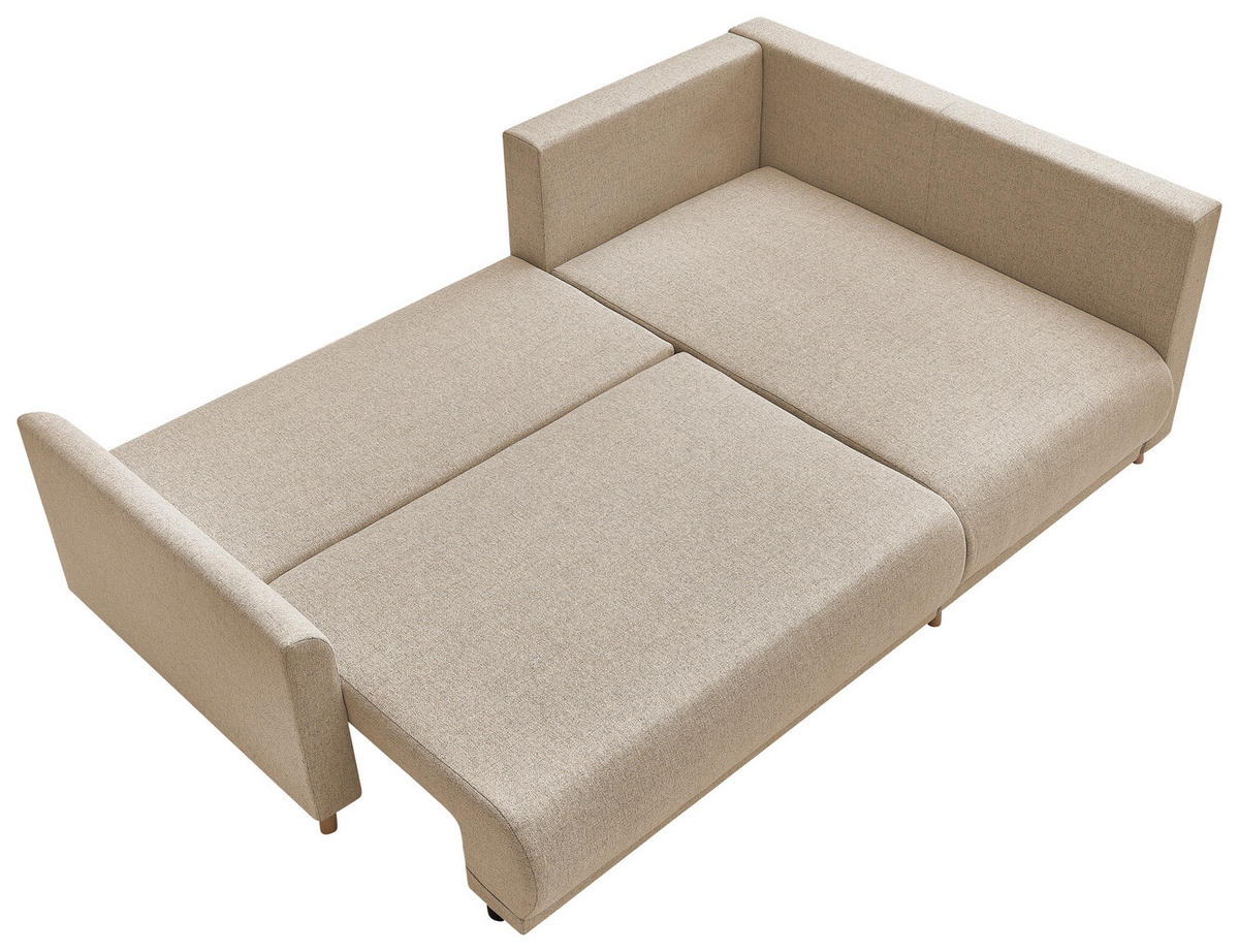 ECKSOFA MILOS Creme Cord Rückenkissen, Bettkasten, Schlaffunktion, Rücken echt  - Creme/Naturfarben, Design, Textil (224/148cm) - P & B