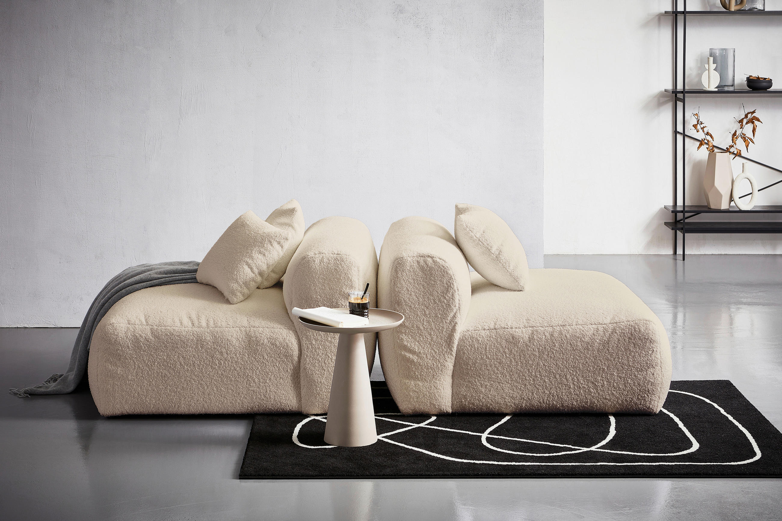 SOFAELEMENT BLOOM Flachgewebe, Teddystoff Beige  - Beige, Trend, Textil (100/70/122cm) - Livetastic