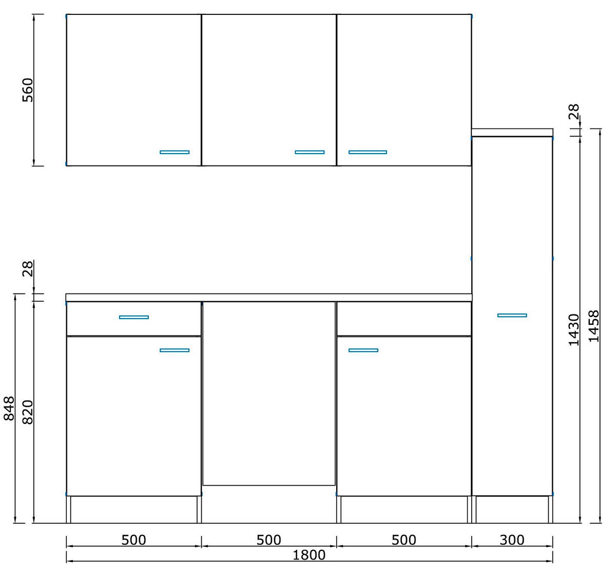 MODULKÖK 180 cm   i vit  - vit/nötfärg, Basics, trämaterial/plast (180cm) - Respekta