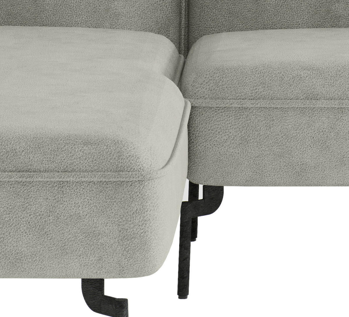 SITZGARNITUR Flachgewebe Hellgrau  - Edelstahlfarben/Hellgrau, Design, Textil/Metall (185/265cm) - Livetastic