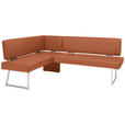 ECKBANK 137/219 cm  in Edelstahlfarben, Karamell  - Edelstahlfarben/Karamell, Design, Textil/Metall (137/219cm) - Dieter Knoll