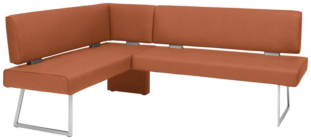 ECKBANK 137/196 cm  in Edelstahlfarben, Karamell  - Edelstahlfarben/Karamell, Design, Textil/Metall (137/196cm) - Dieter Knoll
