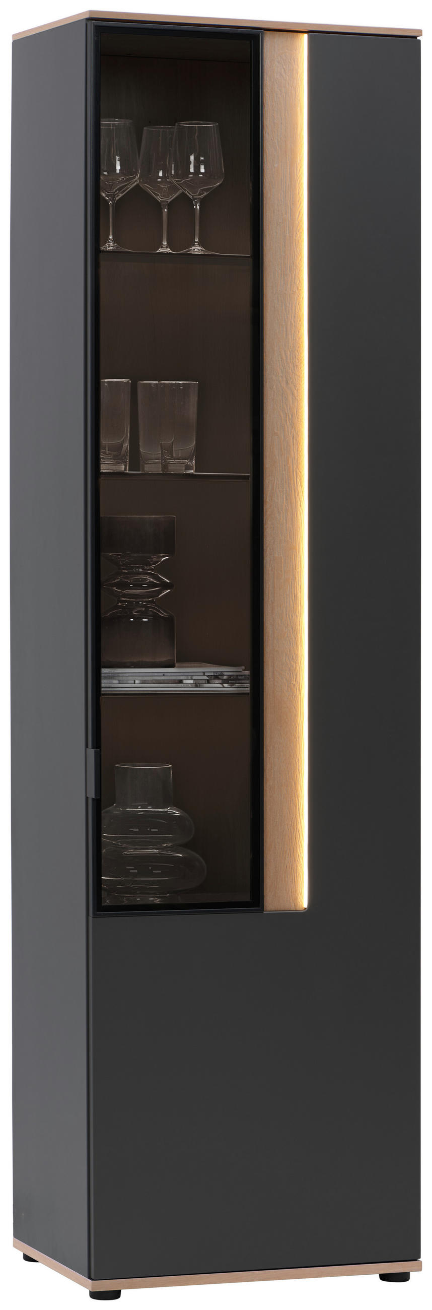 VITRINĂ  in furniruit antracit  - antracit, Design, sticlă/metal (60,6/213,1/42cm) - Dieter Knoll