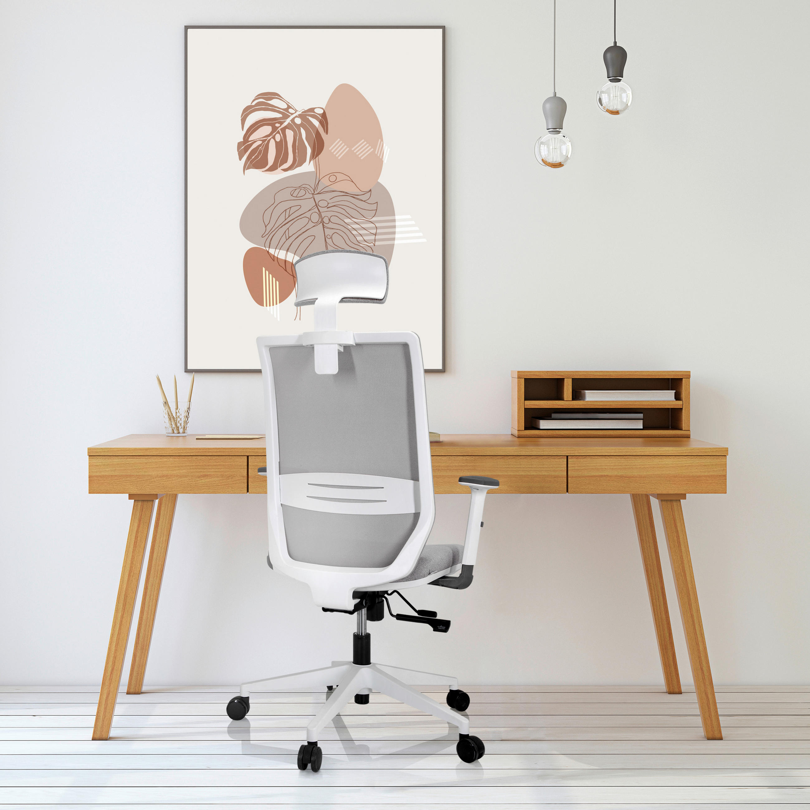 SNURRSTOL  i nätklädsel, flatväv grå, vit  - vit/grå, Basics, textil/plast (70/117/62cm) - MID.YOU