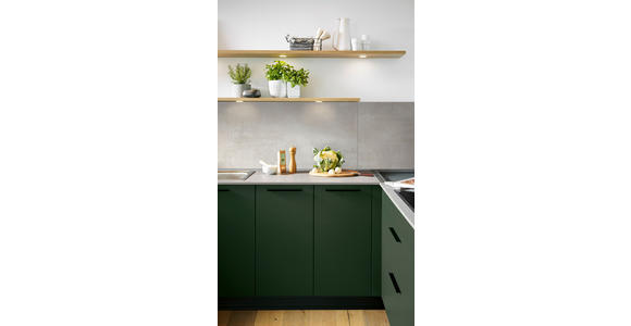 EINBAUKÜCHE   - Dunkelgrün, Design, Holzwerkstoff - Novel