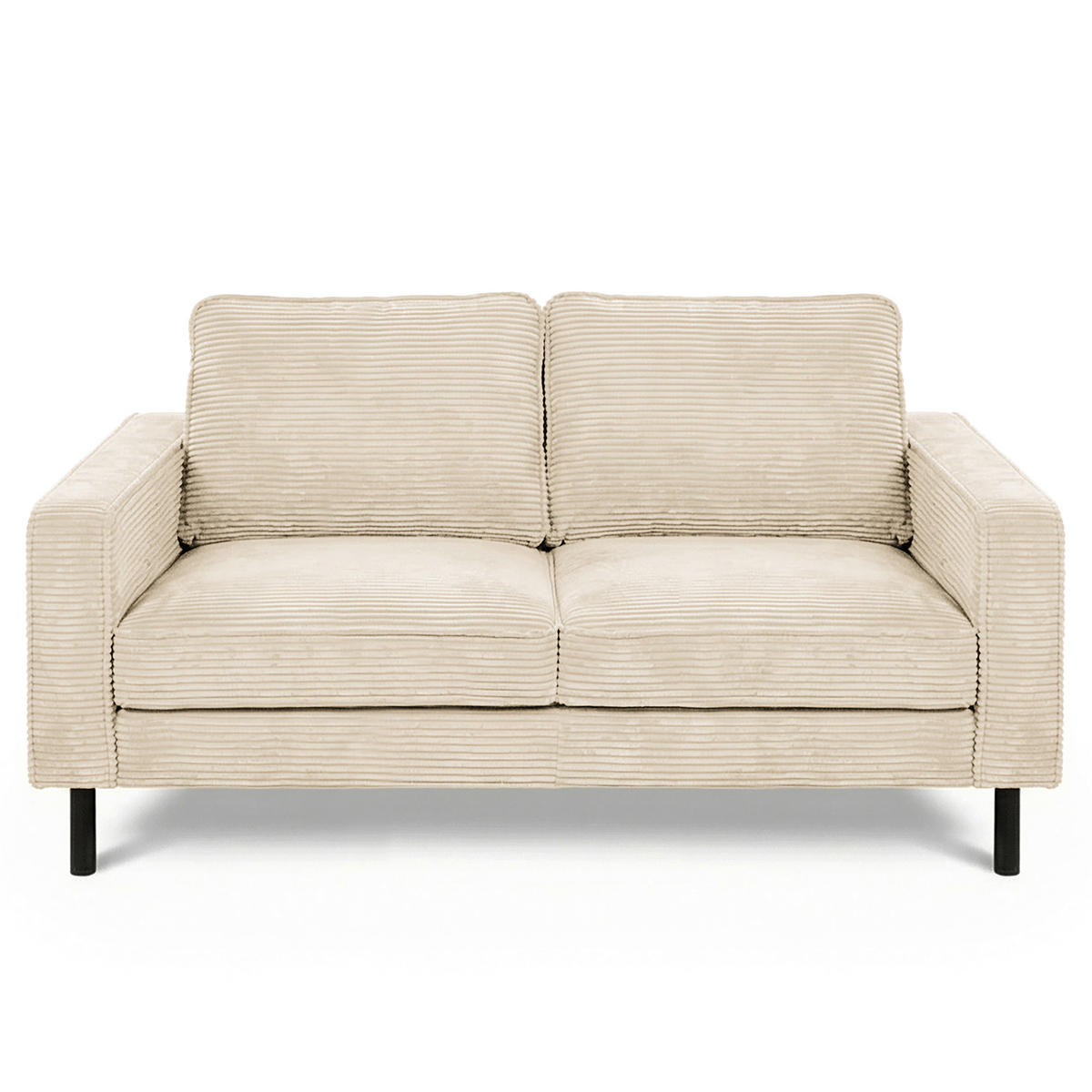 2-SITZER-SOFA Cord Beige  - Beige/Schwarz, Design, Textil/Metall (148/85/92cm) - Livetastic