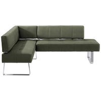 ECKBANK 165/227 cm Mikrofaser Grün, Edelstahlfarben Metall   - Edelstahlfarben/Grün, Design, Textil/Metall (165/227cm) - Moderano