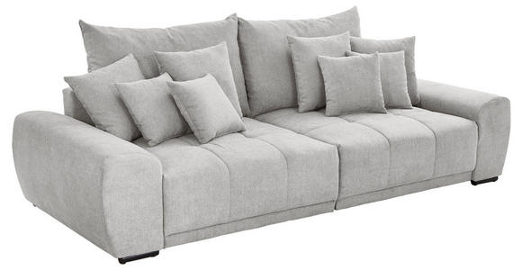 BIGSOFA in Flachgewebe Hellgrau  - Hellgrau/Schwarz, KONVENTIONELL, Holz/Textil (280/67/120cm) - Carryhome