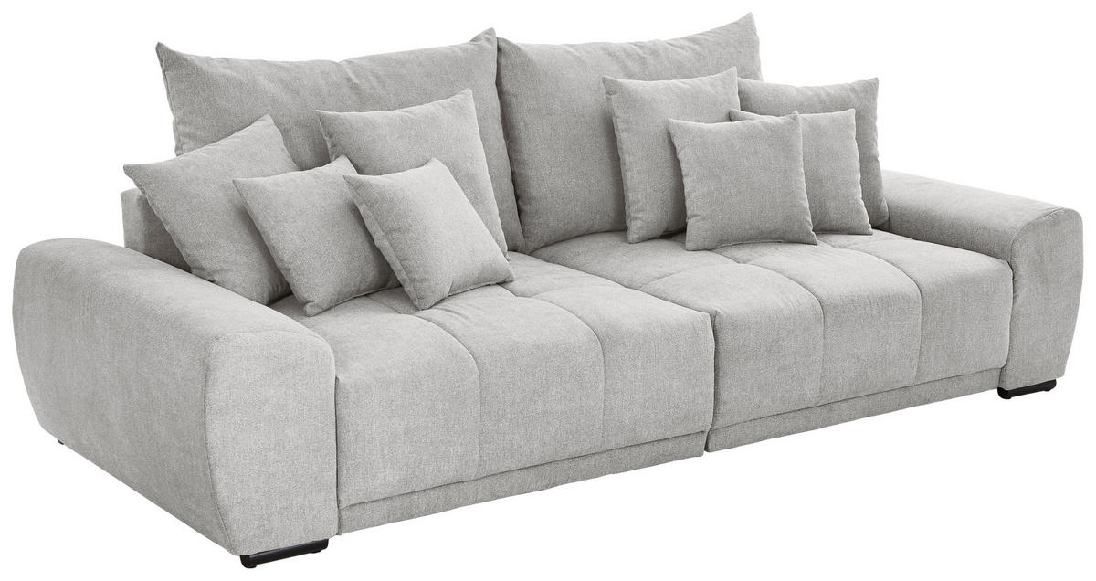 BIGSOFA in Flachgewebe Hellgrau  - Hellgrau/Schwarz, Konventionell, Holz/Textil (280/67/120cm) - Carryhome