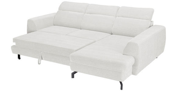 ECKSOFA Weiß Chenille  - Schwarz/Weiß, KONVENTIONELL, Textil/Metall (266/185cm) - Carryhome