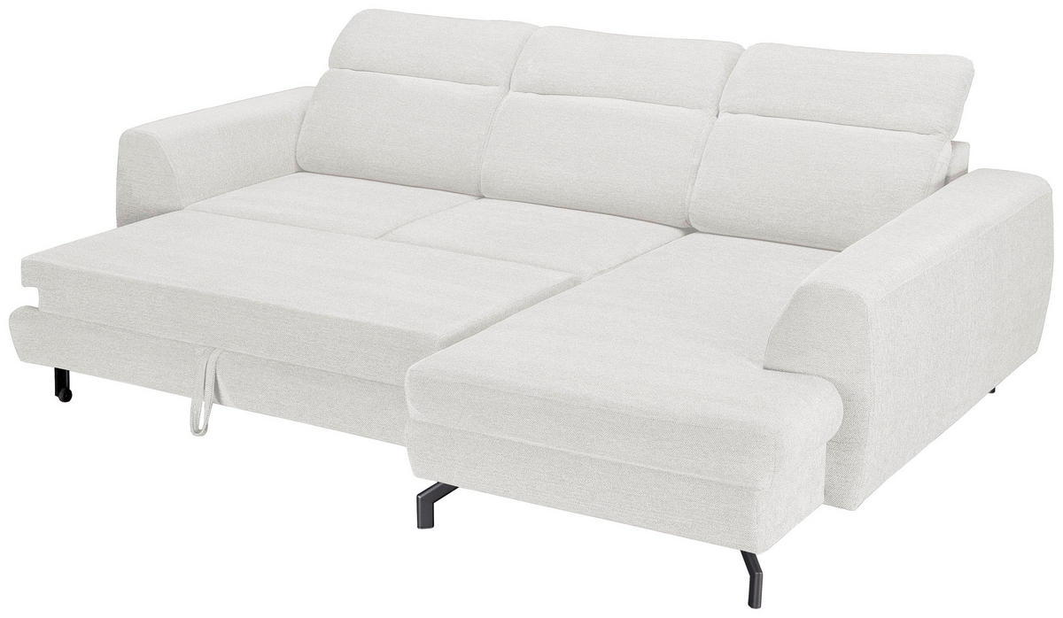 ECKSOFA Weiß Chenille  - Schwarz/Weiß, KONVENTIONELL, Textil/Metall (240/185cm) - Carryhome